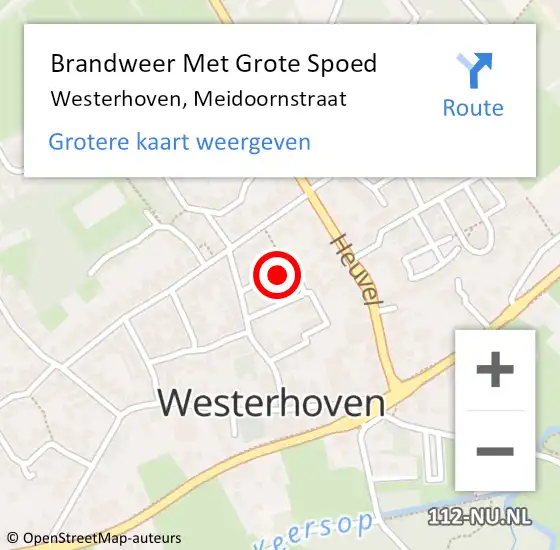 Locatie op kaart van de 112 melding: Brandweer Met Grote Spoed Naar Westerhoven, Meidoornstraat op 8 november 2023 16:28