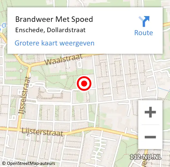 Locatie op kaart van de 112 melding: Brandweer Met Spoed Naar Enschede, Dollardstraat op 8 november 2023 16:33