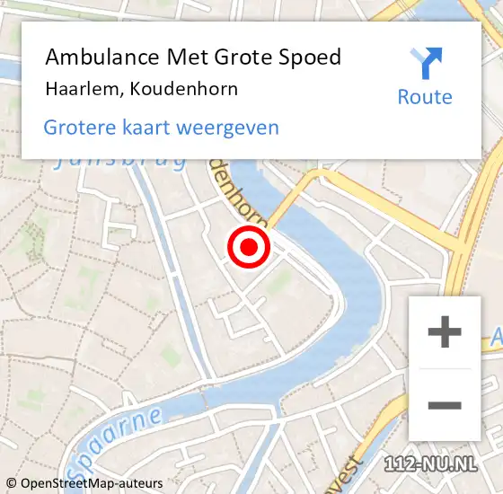 Locatie op kaart van de 112 melding: Ambulance Met Grote Spoed Naar Haarlem, Koudenhorn op 8 november 2023 16:55