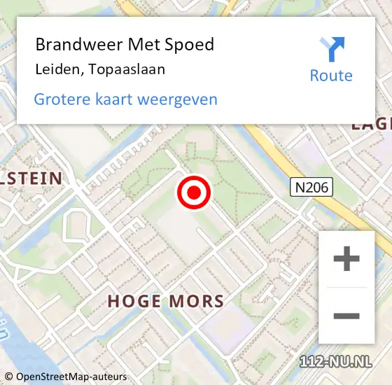 Locatie op kaart van de 112 melding: Brandweer Met Spoed Naar Leiden, Topaaslaan op 8 november 2023 16:56