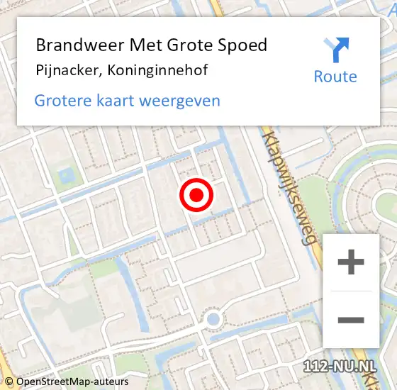 Locatie op kaart van de 112 melding: Brandweer Met Grote Spoed Naar Pijnacker, Koninginnehof op 8 november 2023 16:58