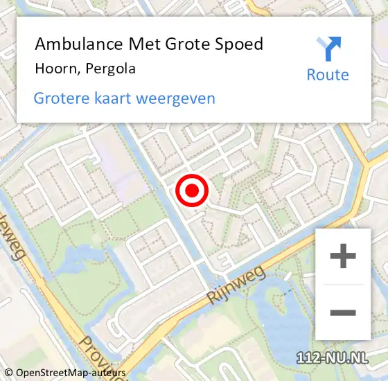 Locatie op kaart van de 112 melding: Ambulance Met Grote Spoed Naar Hoorn, Pergola op 8 november 2023 17:01