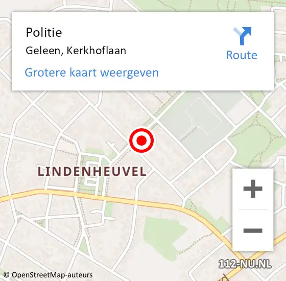 Locatie op kaart van de 112 melding: Politie Geleen, Kerkhoflaan op 8 november 2023 17:06