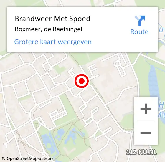 Locatie op kaart van de 112 melding: Brandweer Met Spoed Naar Boxmeer, de Raetsingel op 8 november 2023 17:14