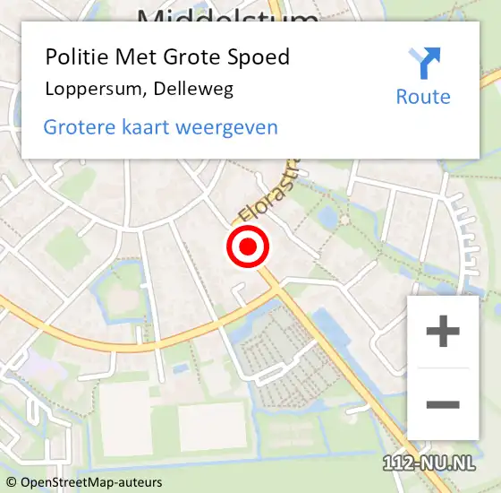 Locatie op kaart van de 112 melding: Politie Met Grote Spoed Naar Loppersum, Delleweg op 8 november 2023 17:36