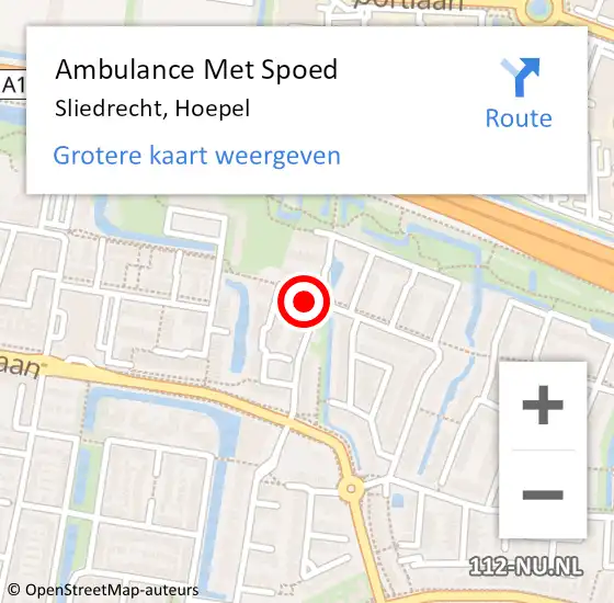 Locatie op kaart van de 112 melding: Ambulance Met Spoed Naar Sliedrecht, Hoepel op 8 november 2023 17:42