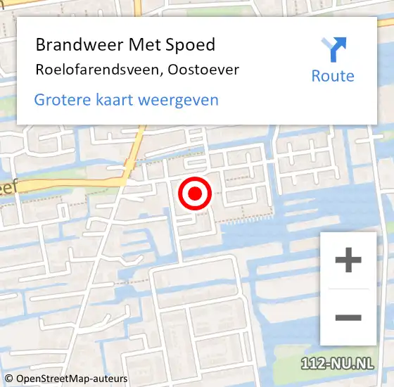 Locatie op kaart van de 112 melding: Brandweer Met Spoed Naar Roelofarendsveen, Oostoever op 8 november 2023 17:51