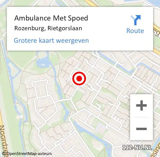 Locatie op kaart van de 112 melding: Ambulance Met Spoed Naar Rozenburg, Rietgorslaan op 8 november 2023 17:55