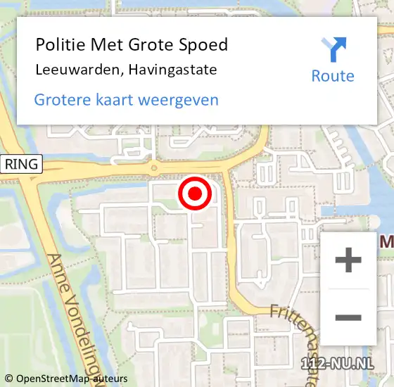 Locatie op kaart van de 112 melding: Politie Met Grote Spoed Naar Leeuwarden, Havingastate op 8 november 2023 18:08