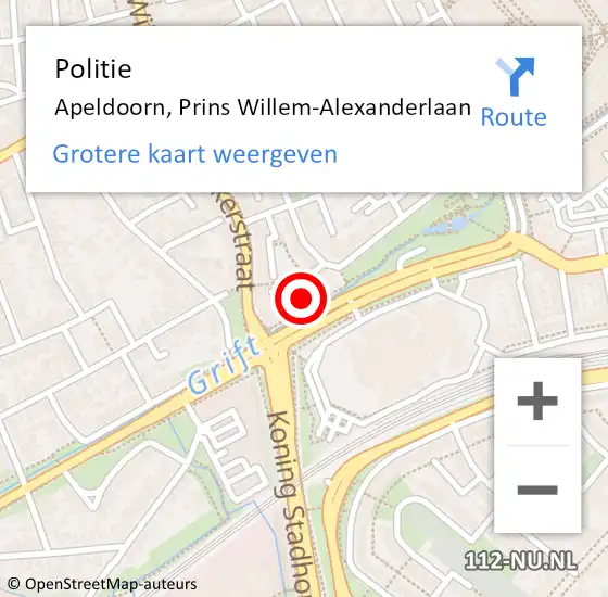 Locatie op kaart van de 112 melding: Politie Apeldoorn, Prins Willem-Alexanderlaan op 8 november 2023 18:11