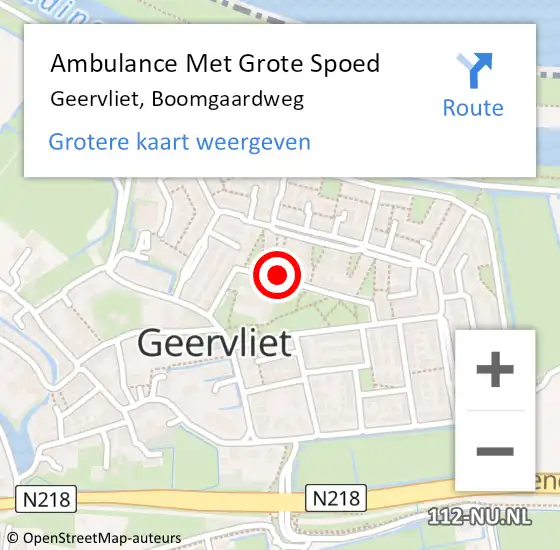 Locatie op kaart van de 112 melding: Ambulance Met Grote Spoed Naar Geervliet, Boomgaardweg op 8 november 2023 18:17
