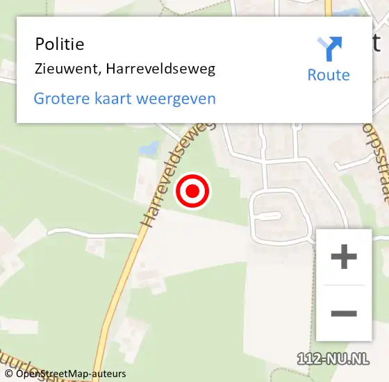 Locatie op kaart van de 112 melding: Politie Zieuwent, Harreveldseweg op 8 november 2023 18:18