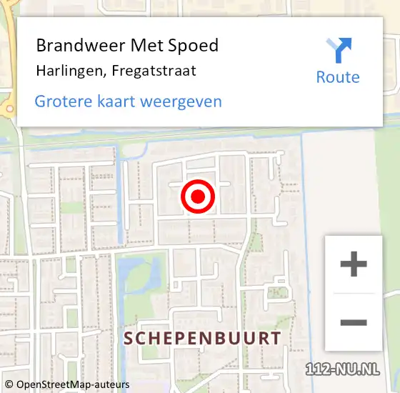 Locatie op kaart van de 112 melding: Brandweer Met Spoed Naar Harlingen, Fregatstraat op 8 november 2023 18:30