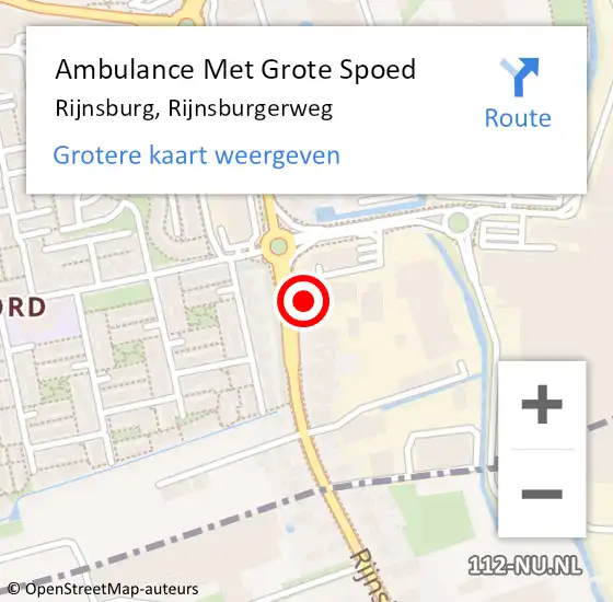 Locatie op kaart van de 112 melding: Ambulance Met Grote Spoed Naar Rijnsburg, Rijnsburgerweg op 8 november 2023 18:54