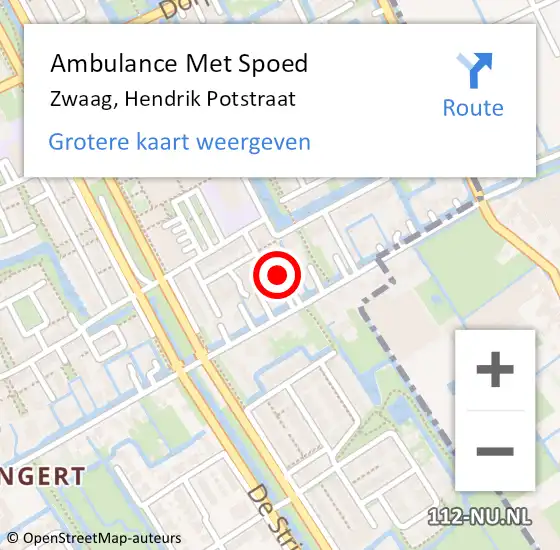 Locatie op kaart van de 112 melding: Ambulance Met Spoed Naar Zwaag, Hendrik Potstraat op 8 november 2023 19:02