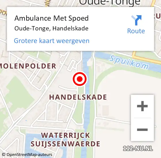 Locatie op kaart van de 112 melding: Ambulance Met Spoed Naar Oude-Tonge, Handelskade op 8 november 2023 19:26