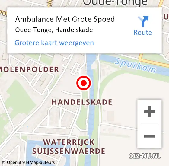 Locatie op kaart van de 112 melding: Ambulance Met Grote Spoed Naar Oude-Tonge, Handelskade op 8 november 2023 19:43