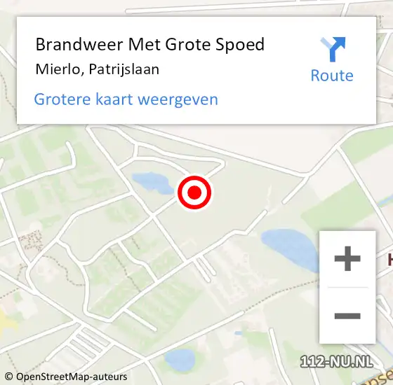 Locatie op kaart van de 112 melding: Brandweer Met Grote Spoed Naar Mierlo, Patrijslaan op 8 november 2023 19:53