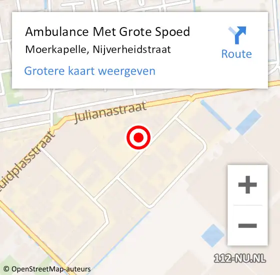 Locatie op kaart van de 112 melding: Ambulance Met Grote Spoed Naar Moerkapelle, Nijverheidstraat op 8 november 2023 20:11