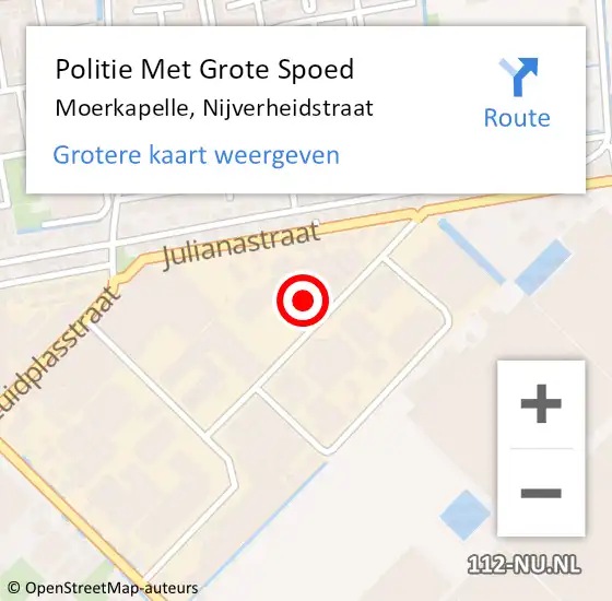 Locatie op kaart van de 112 melding: Politie Met Grote Spoed Naar Moerkapelle, Nijverheidstraat op 8 november 2023 20:15