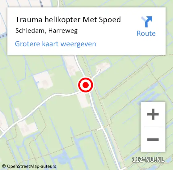 Locatie op kaart van de 112 melding: Trauma helikopter Met Spoed Naar Schiedam, Harreweg op 8 november 2023 20:29