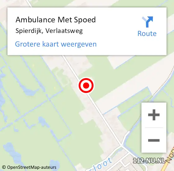 Locatie op kaart van de 112 melding: Ambulance Met Spoed Naar Spierdijk, Verlaatsweg op 8 november 2023 20:59