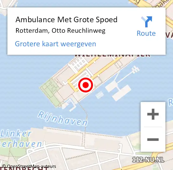 Locatie op kaart van de 112 melding: Ambulance Met Grote Spoed Naar Rotterdam, Otto Reuchlinweg op 8 november 2023 21:18