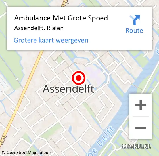 Locatie op kaart van de 112 melding: Ambulance Met Grote Spoed Naar Assendelft, Rialen op 8 november 2023 21:30