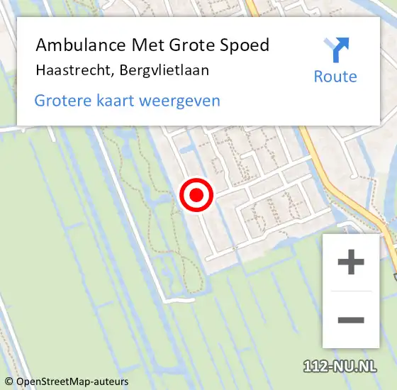 Locatie op kaart van de 112 melding: Ambulance Met Grote Spoed Naar Haastrecht, Bergvlietlaan op 8 november 2023 21:30