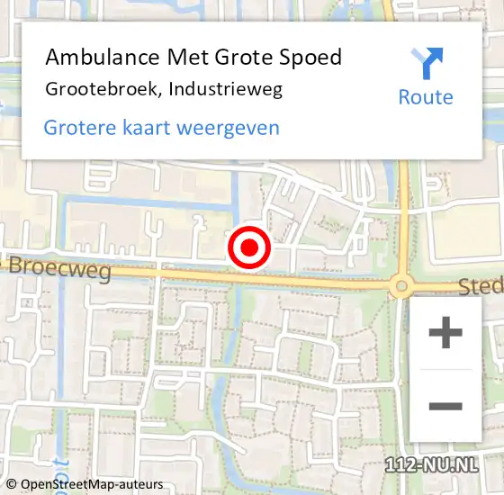 Locatie op kaart van de 112 melding: Ambulance Met Grote Spoed Naar Grootebroek, Industrieweg op 8 november 2023 21:37
