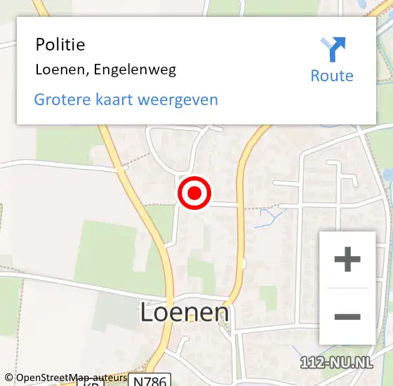 Locatie op kaart van de 112 melding: Politie Loenen, Engelenweg op 8 november 2023 22:13