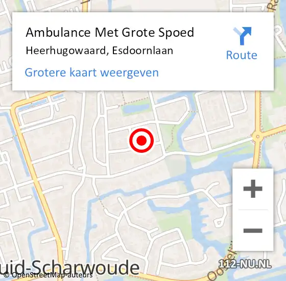 Locatie op kaart van de 112 melding: Ambulance Met Grote Spoed Naar Heerhugowaard, Esdoornlaan op 8 november 2023 22:19