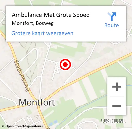 Locatie op kaart van de 112 melding: Ambulance Met Grote Spoed Naar Montfort, Bosweg op 8 november 2023 22:46