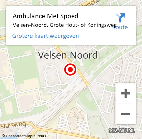 Locatie op kaart van de 112 melding: Ambulance Met Spoed Naar Velsen-Noord, Grote Hout- of Koningsweg op 8 november 2023 23:01