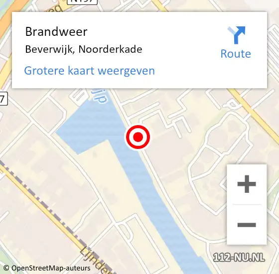 Locatie op kaart van de 112 melding: Brandweer Beverwijk, Noorderkade op 8 november 2023 23:20