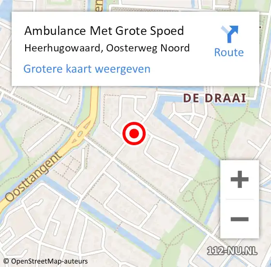 Locatie op kaart van de 112 melding: Ambulance Met Grote Spoed Naar Heerhugowaard, Oosterweg Noord op 8 november 2023 23:56