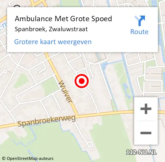 Locatie op kaart van de 112 melding: Ambulance Met Grote Spoed Naar Spanbroek, Zwaluwstraat op 9 november 2023 00:01