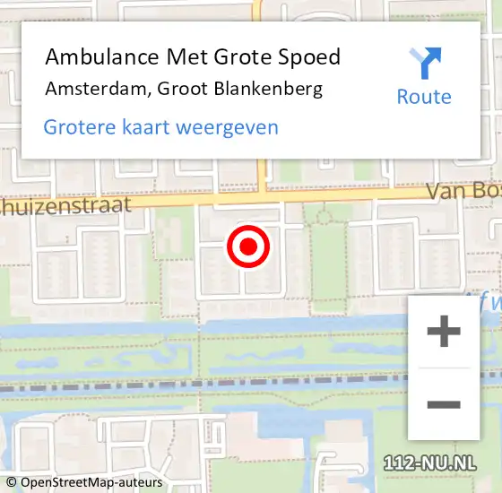Locatie op kaart van de 112 melding: Ambulance Met Grote Spoed Naar Amsterdam, Groot Blankenberg op 9 november 2023 01:28