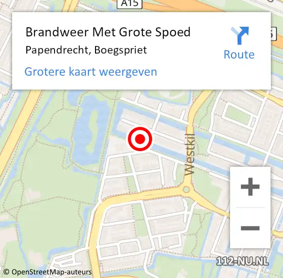 Locatie op kaart van de 112 melding: Brandweer Met Grote Spoed Naar Papendrecht, Boegspriet op 9 november 2023 01:38