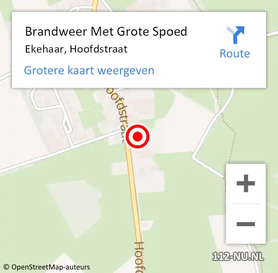 Locatie op kaart van de 112 melding: Brandweer Met Grote Spoed Naar Ekehaar, Hoofdstraat op 14 september 2014 17:09