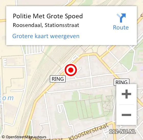 Locatie op kaart van de 112 melding: Politie Met Grote Spoed Naar Roosendaal, Stationsstraat op 9 november 2023 02:41