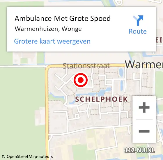 Locatie op kaart van de 112 melding: Ambulance Met Grote Spoed Naar Warmenhuizen, Wonge op 9 november 2023 03:35