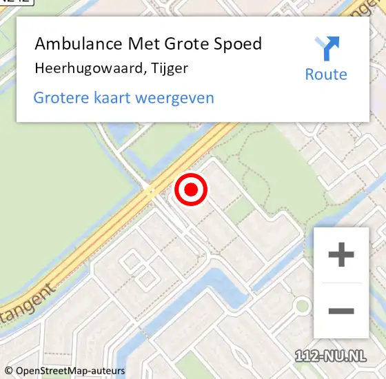 Locatie op kaart van de 112 melding: Ambulance Met Grote Spoed Naar Heerhugowaard, Tijger op 9 november 2023 04:43