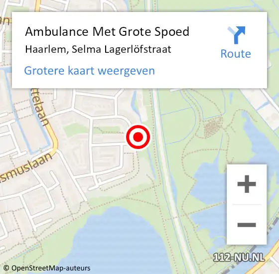 Locatie op kaart van de 112 melding: Ambulance Met Grote Spoed Naar Haarlem, Selma Lagerlöfstraat op 9 november 2023 07:14