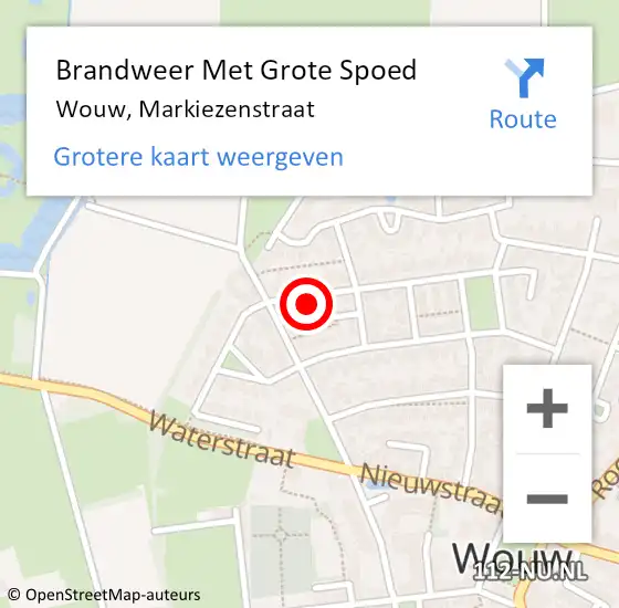 Locatie op kaart van de 112 melding: Brandweer Met Grote Spoed Naar Wouw, Markiezenstraat op 9 november 2023 07:24