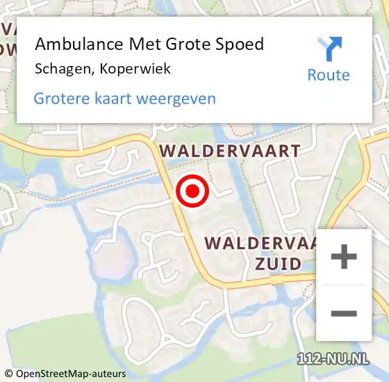 Locatie op kaart van de 112 melding: Ambulance Met Grote Spoed Naar Schagen, Koperwiek op 9 november 2023 07:39