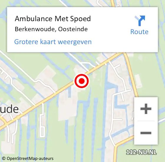 Locatie op kaart van de 112 melding: Ambulance Met Spoed Naar Berkenwoude, Oosteinde op 9 november 2023 08:02