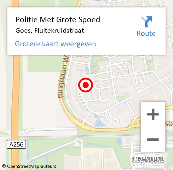 Locatie op kaart van de 112 melding: Politie Met Grote Spoed Naar Goes, Fluitekruidstraat op 9 november 2023 08:05