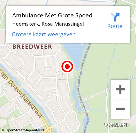 Locatie op kaart van de 112 melding: Ambulance Met Grote Spoed Naar Heemskerk, Rosa Manussingel op 9 november 2023 08:11