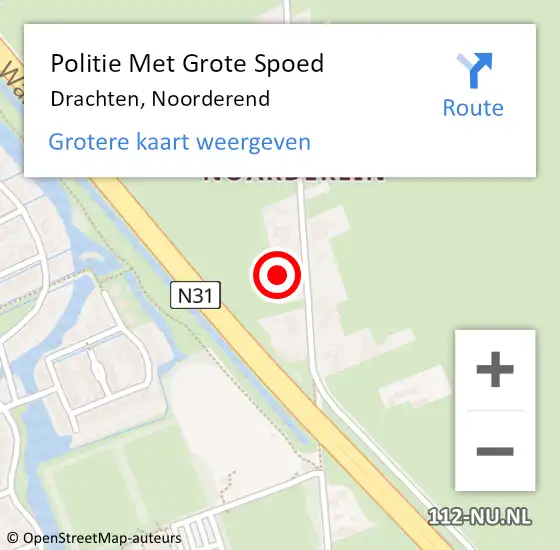 Locatie op kaart van de 112 melding: Politie Met Grote Spoed Naar Drachten, Noorderend op 9 november 2023 08:16